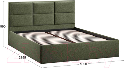 Двуспальная кровать ТриЯ Стелла Тип 1 c ПМ 160x200 (микровелюр Jercy Deep Green)