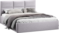 Двуспальная кровать ТриЯ Стелла Тип 1 c ПМ 160x200 (микровелюр Jercy Silver) - 