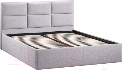 Двуспальная кровать ТриЯ Стелла Тип 1 c ПМ 160x200 (микровелюр Jercy Silver)