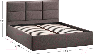 Двуспальная кровать ТриЯ Стелла Тип 1 c ПМ 160x200 (микровелюр Jercy Stone)