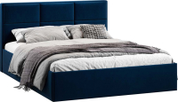 Двуспальная кровать ТриЯ Стелла Тип 1 c ПМ 160x200 (микровелюр Wellmart Blue) - 