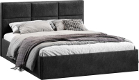 Двуспальная кровать ТриЯ Стелла Тип 1 c ПМ 160x200 (микровелюр Wellmart Graphite) - 