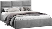 Двуспальная кровать ТриЯ Стелла Тип 1 c ПМ 160x200 (микровелюр Wellmart Silver) - 