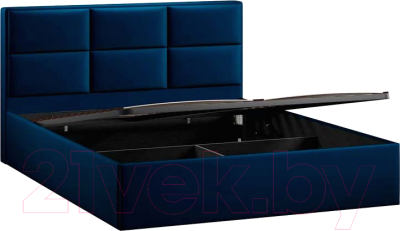 Двуспальная кровать ТриЯ Стелла Тип 1 c ПМ и заглушиной 160x200 (велюр Confetti Blue)