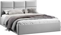 Двуспальная кровать ТриЯ Стелла Тип 1 c ПМ и заглушиной 160x200 (велюр Confetti Silver) - 