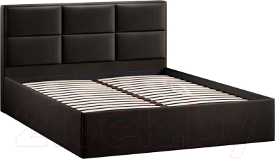 Двуспальная кровать ТриЯ Стелла Тип 1 c ПМ и заглушиной 160x200 (велюр Confetti Stone)