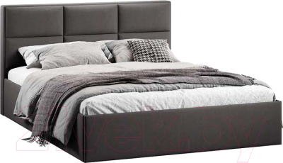 Двуспальная кровать ТриЯ Стелла Тип 1 c ПМ и заглушиной 160x200 (велюр графит)