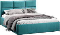 Двуспальная кровать ТриЯ Стелла Тип 1 c ПМ и заглушиной 160x200 (микровелюр Wellmart Indigo) - 