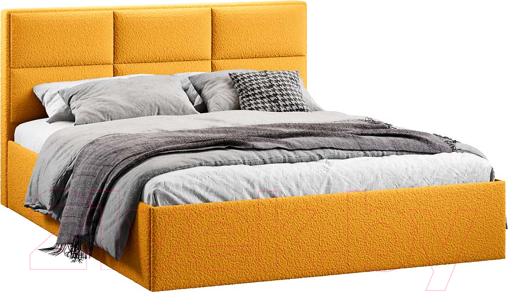 Двуспальная кровать ТриЯ Стелла Тип 1 c ПМ и заглушиной 160x200 (экомех Barni Curcuma) — фото 1