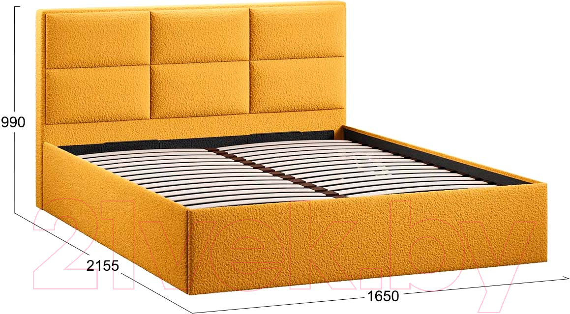 Двуспальная кровать ТриЯ Стелла Тип 1 c ПМ и заглушиной 160x200 (экомех Barni Curcuma) — фото 4