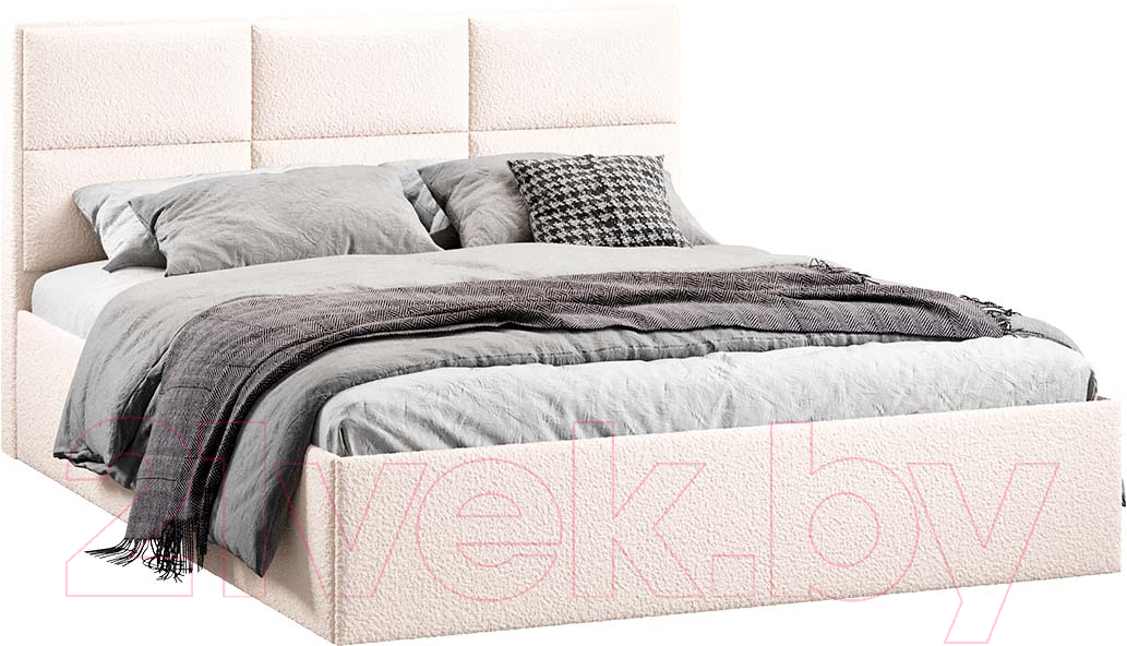 Двуспальная кровать ТриЯ Стелла Тип 1 c ПМ и заглушиной 160x200 (экомех Barni Milk) — фото 1