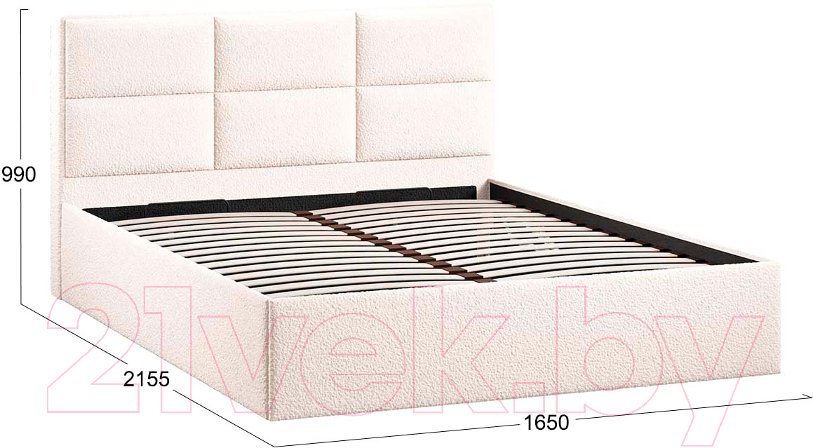 Двуспальная кровать ТриЯ Стелла Тип 1 c ПМ и заглушиной 160x200 (экомех Barni Milk) — фото 4