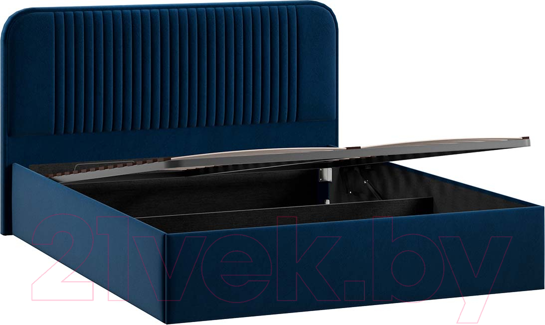 Двуспальная кровать ТриЯ Тиффани Тип 1 c ПМ 160x200 (микровелюр Wellmart Blue) — фото 3