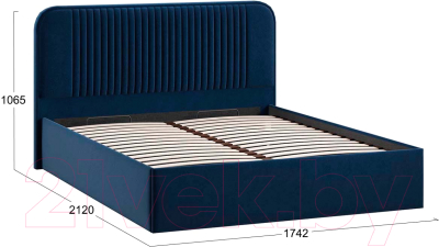 Двуспальная кровать ТриЯ Тиффани Тип 1 c ПМ 160x200 (микровелюр Wellmart Blue)