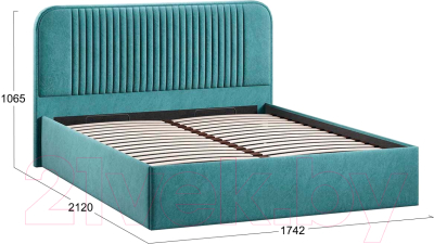 Двуспальная кровать ТриЯ Тиффани Тип 1 c ПМ 160x200 (микровелюр Wellmart Indigo)