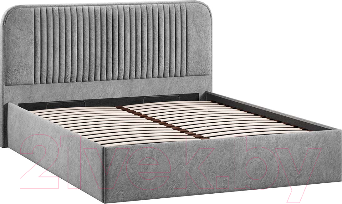Двуспальная кровать ТриЯ Тиффани Тип 1 c ПМ 160x200 (микровелюр Wellmart Silver) — фото 2