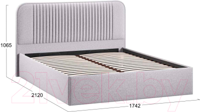 Двуспальная кровать ТриЯ Тиффани Тип 1 c ПМ и заглушиной 160x200 (велюр Confetti Silver)