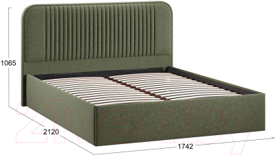 Двуспальная кровать ТриЯ Тиффани Тип 1 c ПМ и заглушиной 160x200 (микровелюр Jercy Deep Green)