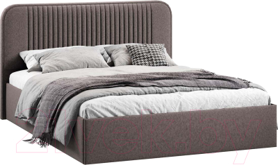 Двуспальная кровать ТриЯ Тиффани Тип 1 c ПМ и заглушиной 160x200 (микровелюр Jercy Stone)