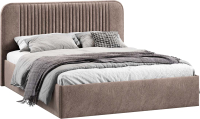 Двуспальная кровать ТриЯ Тиффани Тип 1 c ПМ и заглушиной 160x200 (микровелюр Wellmart Latte) - 