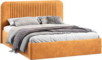 Двуспальная кровать ТриЯ Тиффани Тип 1 c ПМ и заглушиной 160x200 (микровелюр Wellmart Yellow) - 