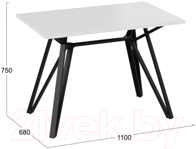 Обеденный стол ТриЯ Ройс Тип 1  (черный муар/белый)