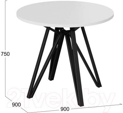 Обеденный стол ТриЯ Ройс Тип 2 (черный муар/белый)