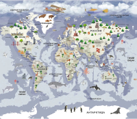 Фотообои листовые Citydecor Детская карта мира 340 (300x260см) - 