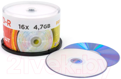 Набор дисков DVD-R Mirex Printable Ink-Jet 4.7Gb 16x / UL130088A1B (50шт)