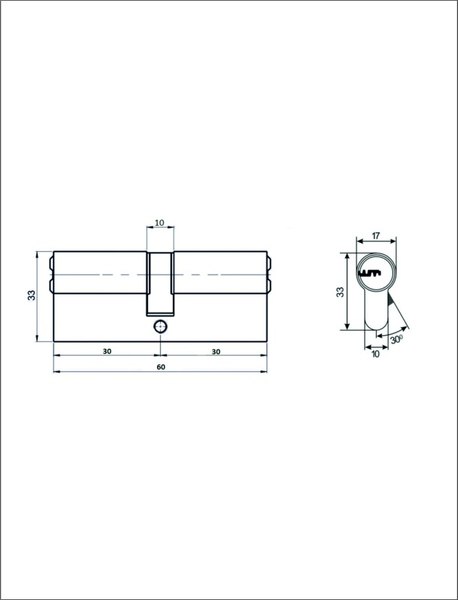 Цилиндровый механизм замка Vettore ZN M60 Z GP 30x30 5кл. (золото)