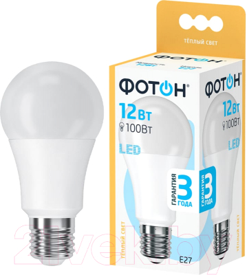 Набор ламп Фотон LED A60 12W E27 3000K (10шт)