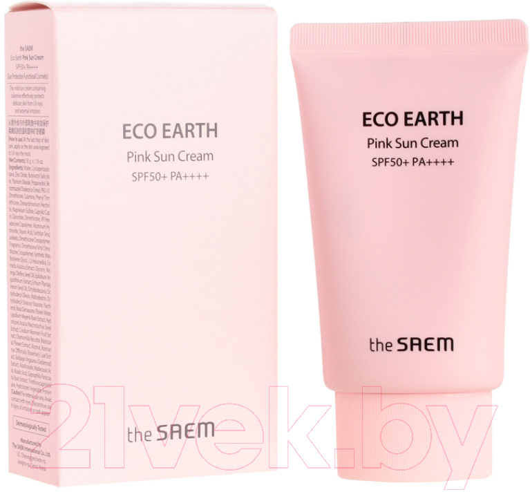 Крем солнцезащитный The Saem Eco Earth Pink Sun Cream New (50мл) — фото 2
