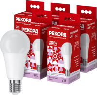 Набор ламп Рекорд LED А60-U 20W Е27 6500К (5шт) - 