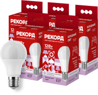 Набор ламп Рекорд LED А60-U 12W Е27 6500К (5шт) - 