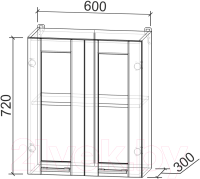 Шкаф навесной для кухни Интерлиния Компо ВШ60ст-720-2дв (дуб веллингтон)