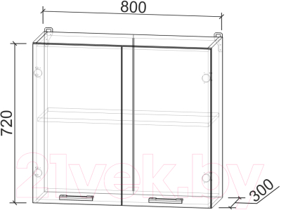 Шкаф навесной для кухни Интерлиния Компо ВШ80-720-2дв (белый платинум)