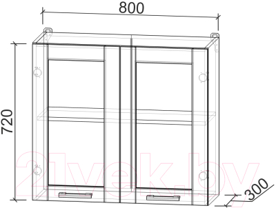 Купить Шкаф навесной для кухни Интерлиния Компо ВШ80ст-720-2дв  