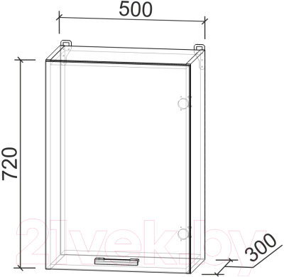 Шкаф навесной для кухни Интерлиния Компо ВШС50-720-1дв (дуб серый)