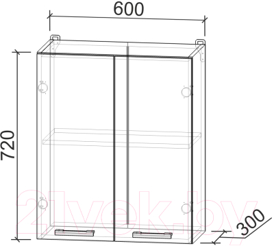 Шкаф навесной для кухни Интерлиния Компо ВШ60-720-2дв (белый платинум)