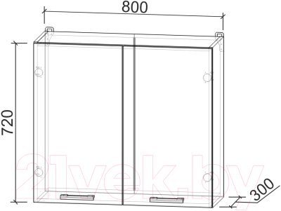 Шкаф навесной для кухни Интерлиния Компо ВШС80-720-2дв (дуб веллингтон)