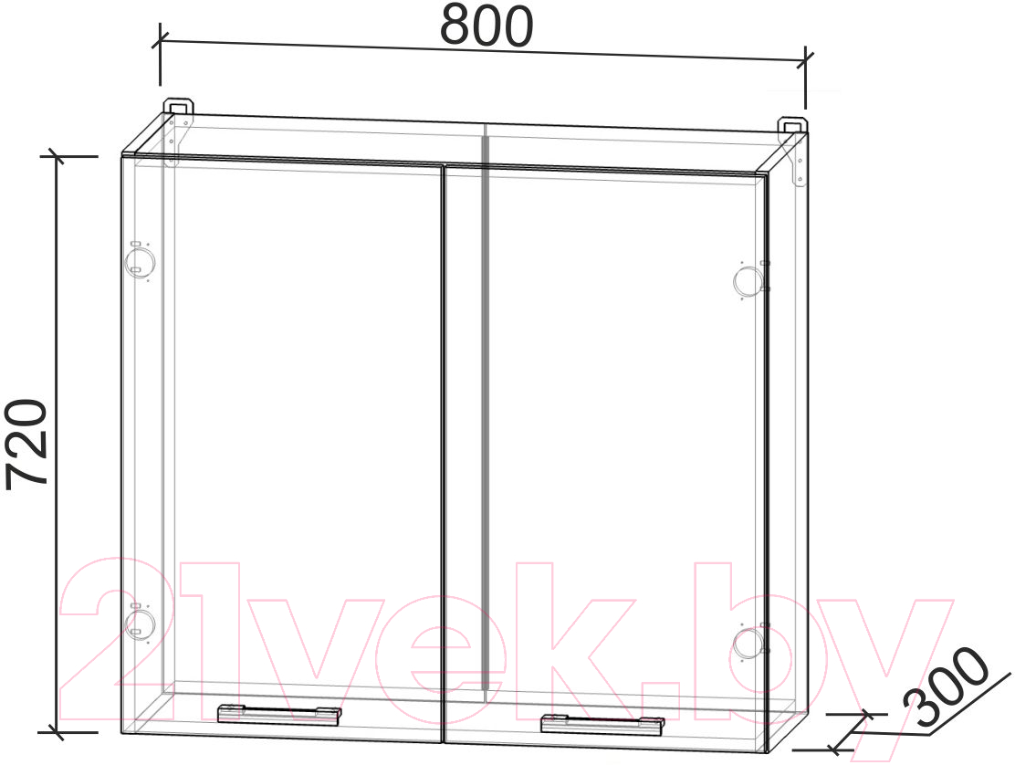 Шкаф навесной для кухни Интерлиния Компо ВШС80-720-2дв