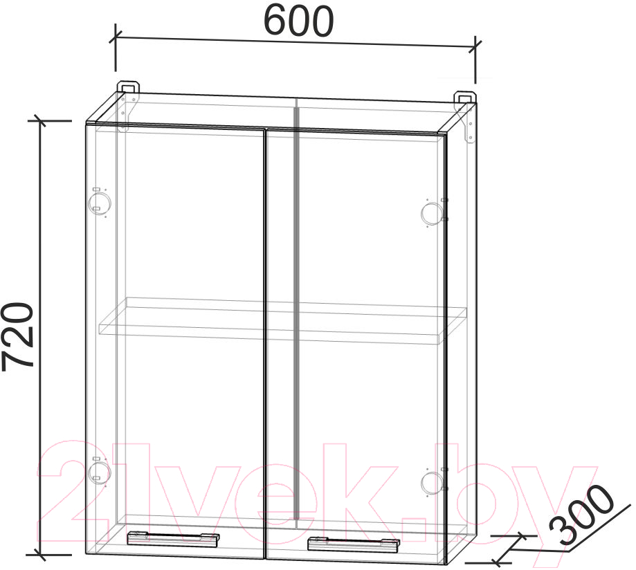 Шкаф навесной для кухни Интерлиния Компо ВШ60-720-2дв