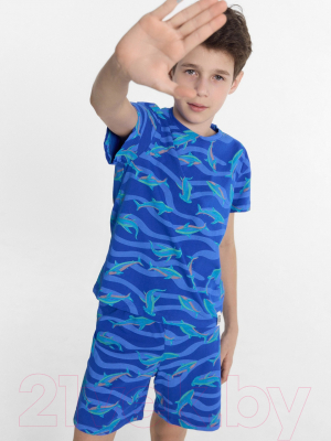 Пижама детская Mark Formelle 563322-1 (р.140-68, рыбы на синем/декор)
