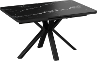 Обеденный стол ТриЯ Хэмптон тип 1 (черный муар/стекло матовое черный мрамор) - 