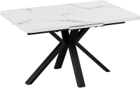 Обеденный стол ТриЯ Хэмптон тип 1 (черный муар/стекло матовое белый мрамор) - 