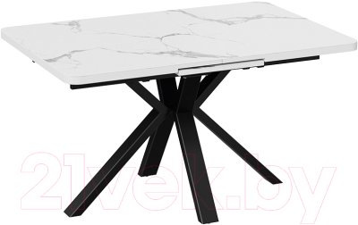 Обеденный стол ТриЯ Хэмптон тип 1 (черный муар/стекло матовое белый мрамор)