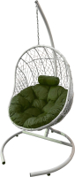 Кресло подвесное Craftmebelby Кокон балконное с подушкой (зеленый/белый) - 