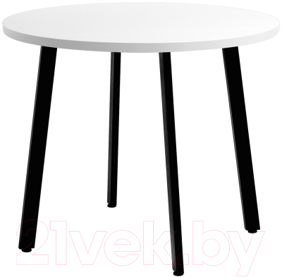 Обеденный стол Millwood Шанхай D100 (белый/металл черный)