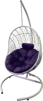 Кресло подвесное Craftmebelby Кокон балконное с подушкой (фиолетовый/белый) - 
