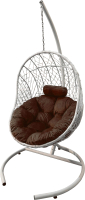 Кресло подвесное Craftmebelby Кокон балконное Лайт с подушкой (коричневый/белый) - 